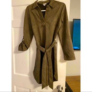 Faux suede olive dress